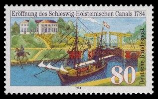 Briefmarke der Deutschen Bundespost zum 200. Jahrestag der Eröffnung des Schleswig-Holsteinischen Kanals